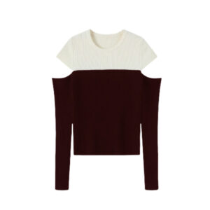 Colorblock Hollow Long Sleeves